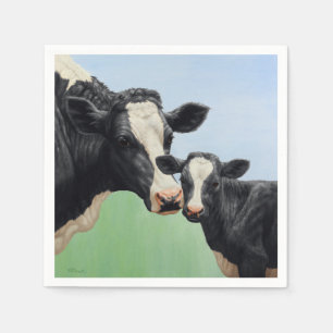 Guardanapo De Papel Vaca Holstein Negra e Vitelo
