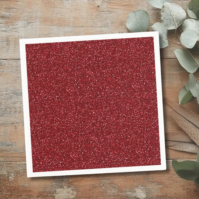 Guardanapo De Papel Valentine Clássico Vermelho Glitter Moderno (Criador carregado)