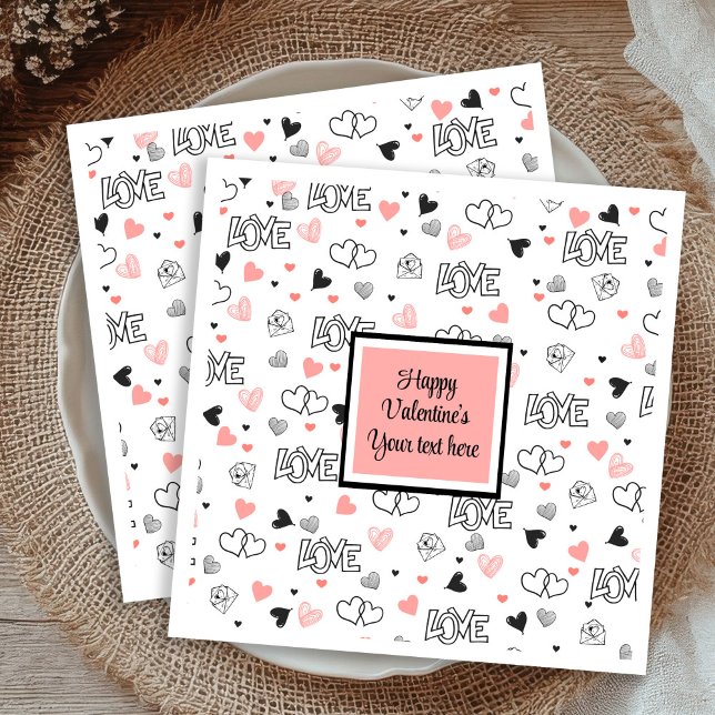 Guardanapo De Papel Valentine Tablescape Love Text Sketch Style Napkin (Valentine Tablescape Love Text Sketch Style Napkins)