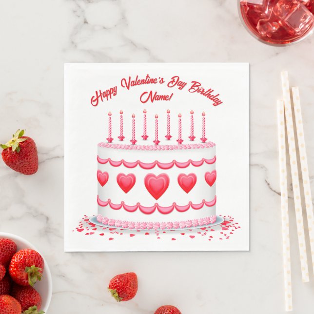 Guardanapo De Papel Valentine's Day Birthday Cake Customizable Candles (Insitu)