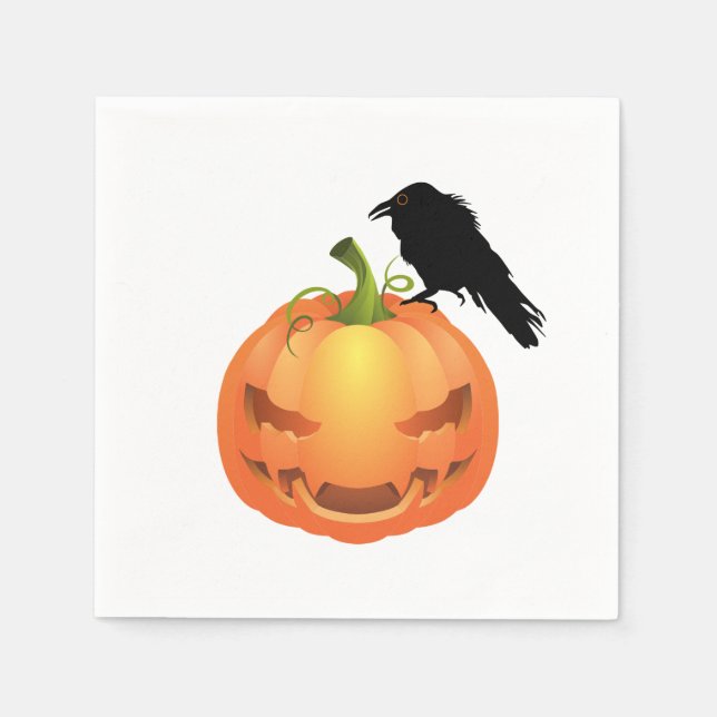 Guardanapo De Papel Vamire Jack o'lantern com Raven (Frente)
