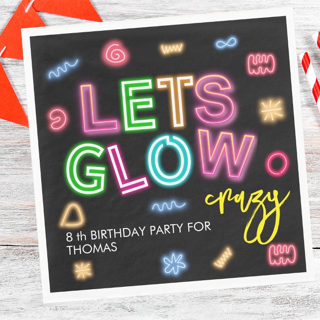 Guardanapo De Papel Vamos brilhando no neon louco brilhando festa lase (Criador carregado)