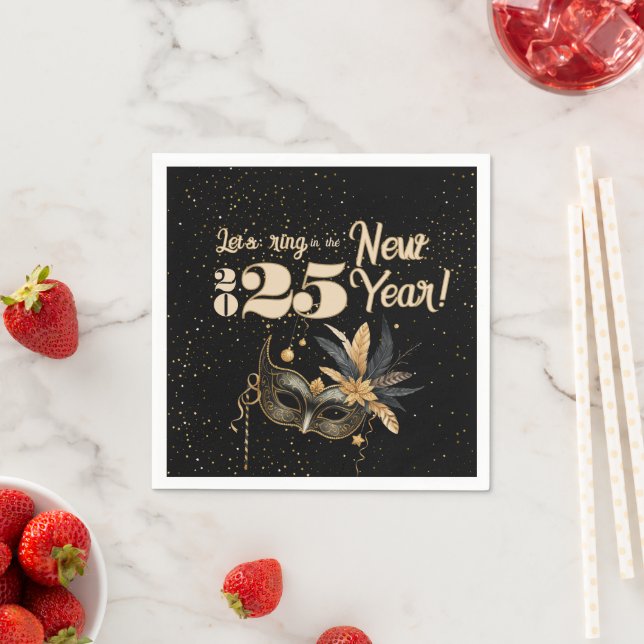 Guardanapo De Papel Vamos da festa de Ano Novo Preto Glamoroso (Insitu)