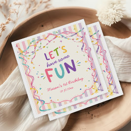 Guardanapo De Papel Vamos Divertir-nos Listras Aniversário Colorido