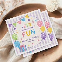 Guardanapo De Papel Vamos Divertir-nos Listras Aniversário Colorido