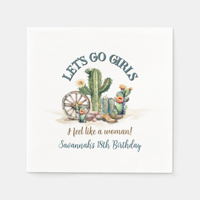 Guardanapo De Papel Vamos Garotas Cowgirl Rodeo Festa de aniversário P (Frente)