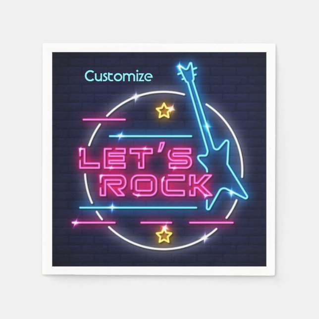 Guardanapo De Papel Vamos Rock Retro Neon (Frente)