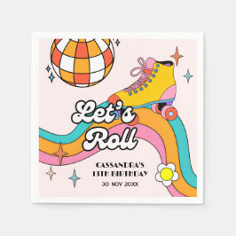 Guardanapo De Papel Vamos Rolar Aniversário de Menina com Patins Retrô