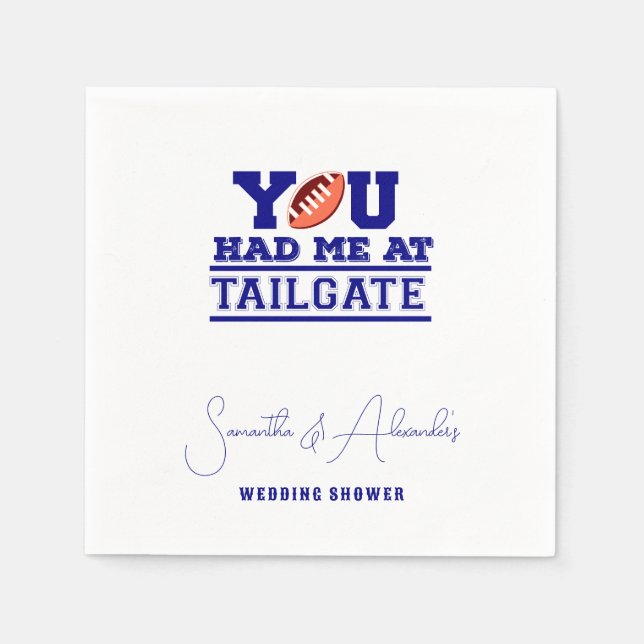 Guardanapo De Papel Vamos Tailgate Celebra o Chá Casal Azul Bridal (Frente)