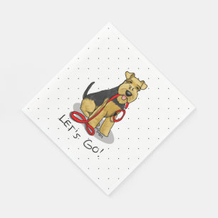 Guardanapo De Papel Vamos! Welsh Terrier Dog com coleira vermelha Engr