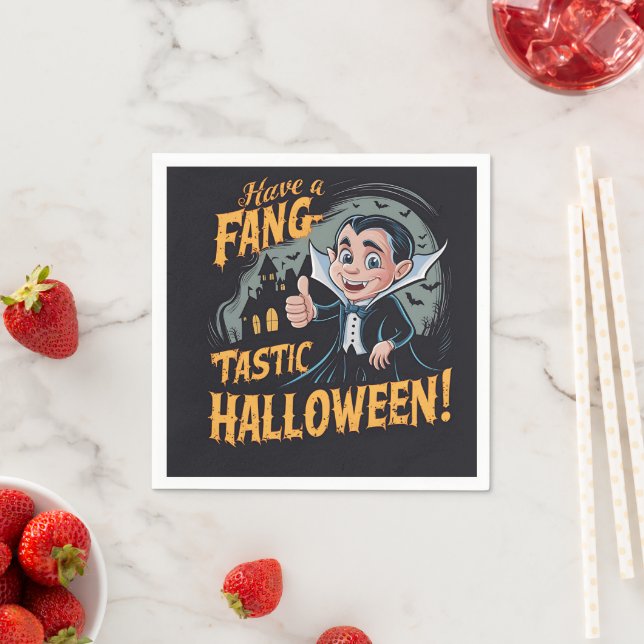 Guardanapo De Papel Vampiro Engraçado Tem um Halloween Fang-Tástico (Insitu)