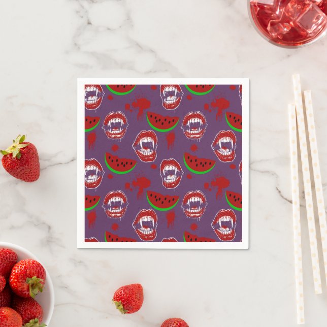 Guardanapo De Papel Vampiro & Melancia Spooky Summerween Roxo  (Insitu)