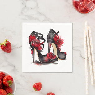Guardanapo De Papel Vampy Fashion Estilettos do Ankle com Rosas