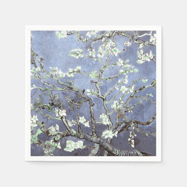 Guardanapo De Papel Van Gogh Almond Blossomo Aço Azul (Frente)