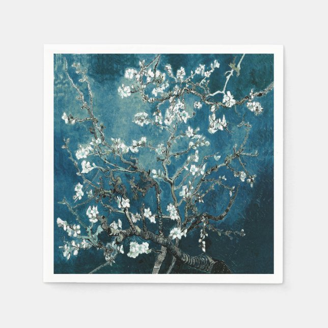 Guardanapo De Papel Van Gogh Almond Blossoms Dark Teal (Frente)