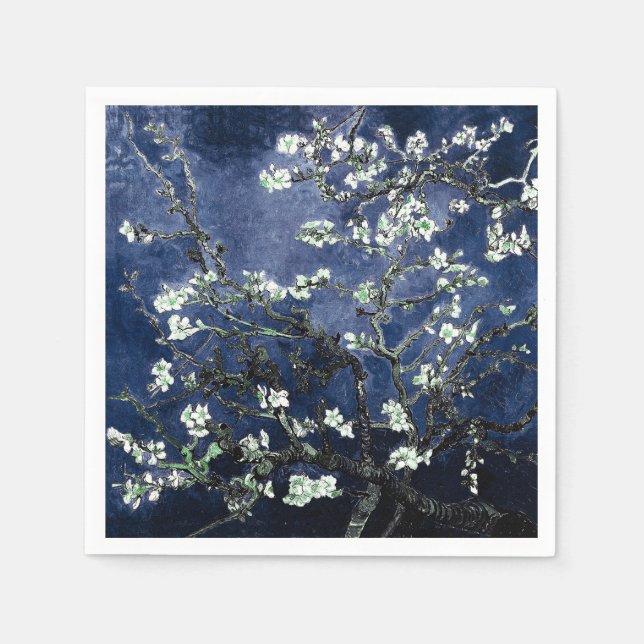 Guardanapo De Papel Van Gogh Almond Blossoms Midnight Blue (Frente)