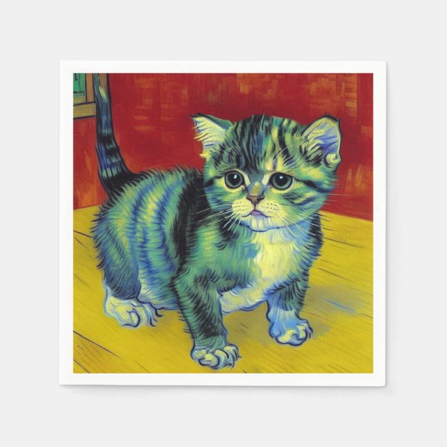Guardanapo De Papel Van Gogh Tabby Cat (Frente)
