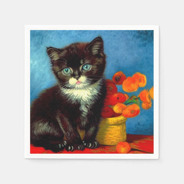 Guardanapo De Papel Van Gogh Tuxedo Cat (Frente)