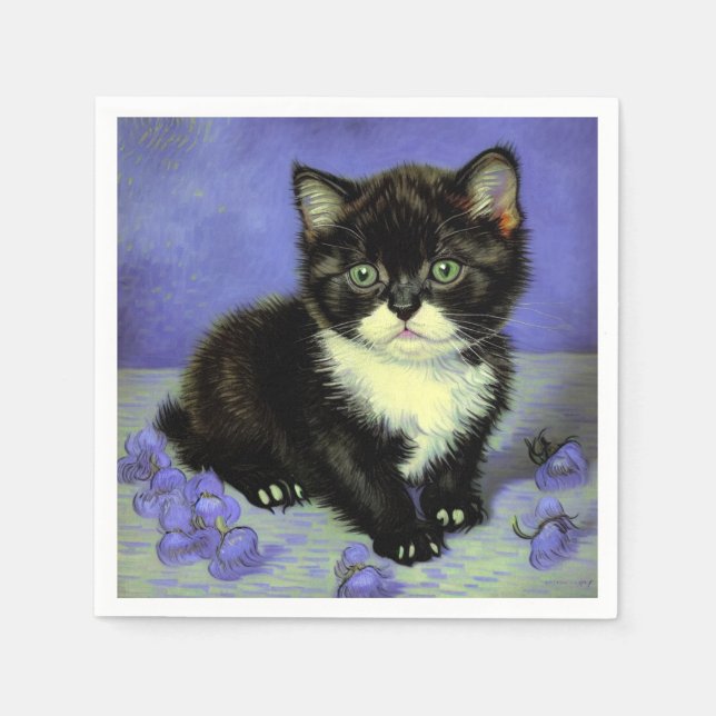 Guardanapo De Papel Van Gogh Tuxedo Kitten (Frente)