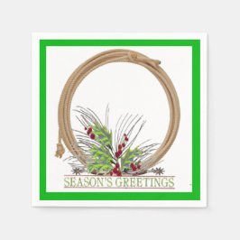 Guardanapo De Papel Vaqueiro de Natal Ocidental Lariat Wreath