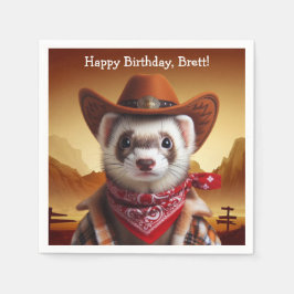 Guardanapo De Papel Vaqueiro Furão Engraçado Aniversário Estilo Wester