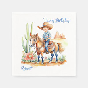 Guardanapo De Papel Vaqueiro Ocidental no Aniversário Personalizado do