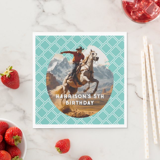 Guardanapo De Papel Vaqueiro Retro e Cavalo Western (Insitu)