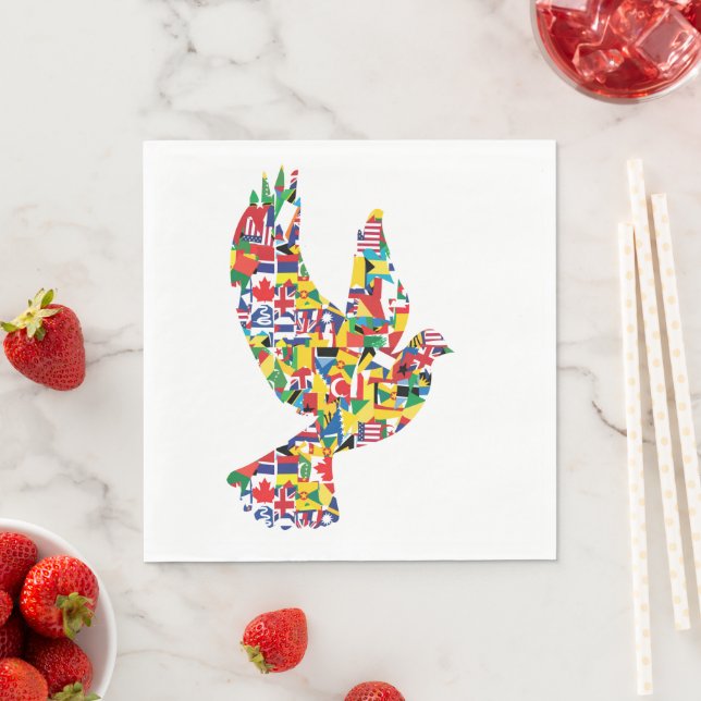 Guardanapo De Papel Vara da Paz Mundial Feita de Bandeiras Internacion (Insitu)