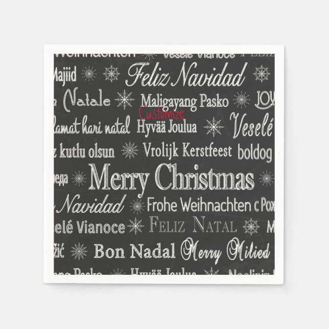 Guardanapo De Papel Várias línguas Feliz Natal Thunder_Cove (Frente)