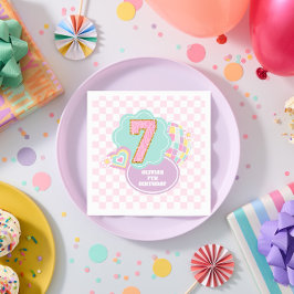 Guardanapo De Papel Varsity elegante adesivo pastel de 7º aniversário
