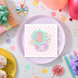 Guardanapo De Papel Varsity preppy pastel adesivo 6º Aniversário