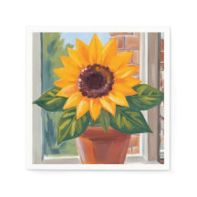 Vaso de Girassol Amarelo Aquarela Floral