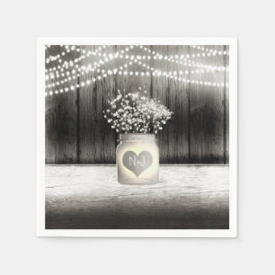 Guardanapo De Papel Vaso de Pedra com Coração & Baby's Breath Casament