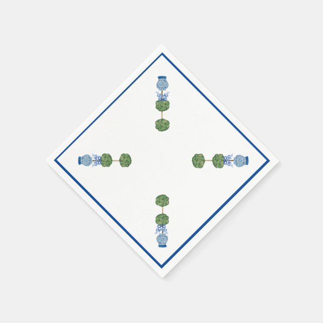 Guardanapo De Papel Vasos de Gengibre Azul com Trepadeira de Topiaria  (Canto)