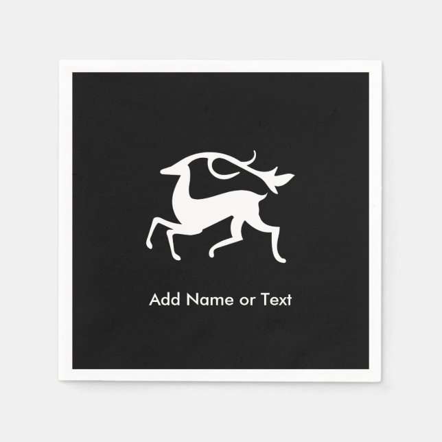 Guardanapo De Papel Veado de Natal Branco Estilizado (Frente)