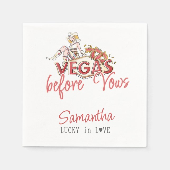 Guardanapo De Papel Vegas Antes de Vows Casino Lucky Modern Bacheloret (Frente)