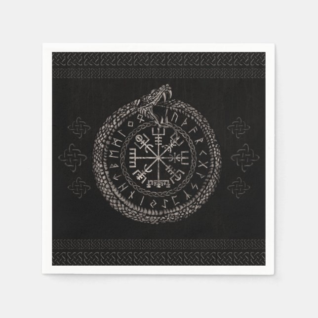 Guardanapo De Papel Vegvisir com Ouroboros e pistas (Frente)