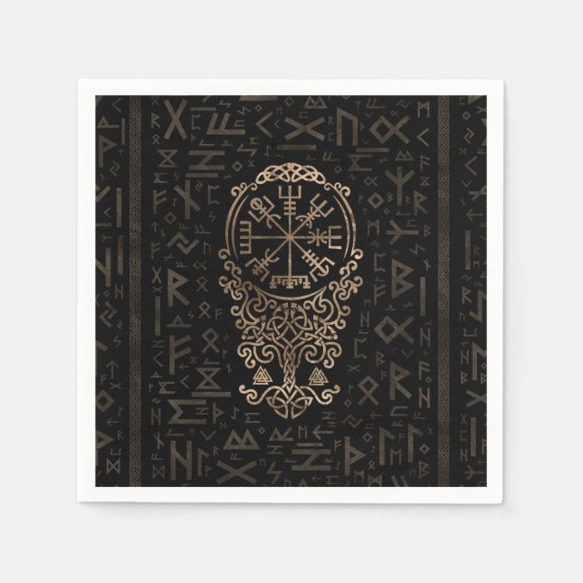 Guardanapo De Papel Vegvisir - Viking Compass sobre o padrão Futhark (Frente)