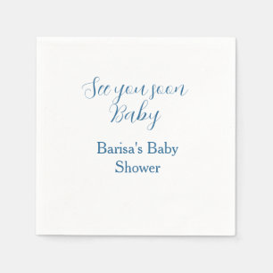 Guardanapo De Papel vejo você em breve chá de bebê azul nome data simp