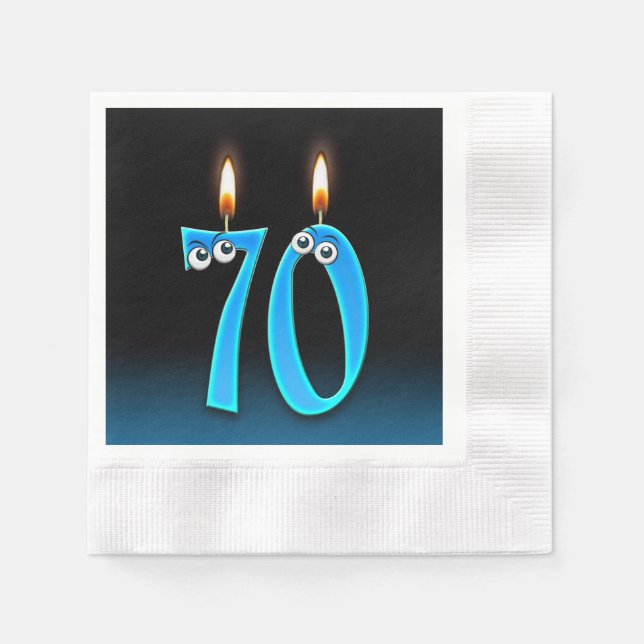 Guardanapo De Papel Vela de 70 de aniversário com olhos (Frente)