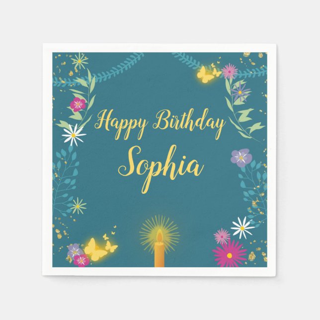 Guardanapo De Papel Vela de Mágica Floral Napkin (Frente)