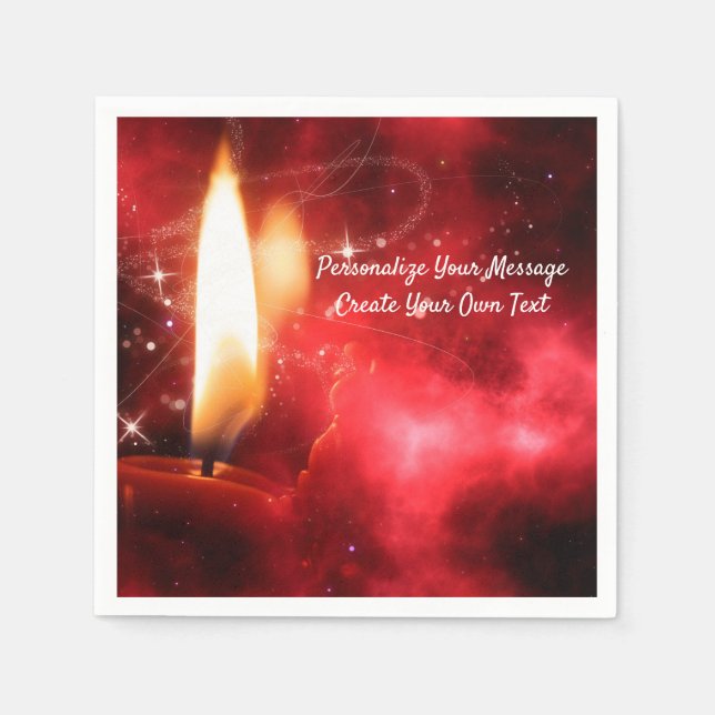 Guardanapo De Papel Vela Flaming Elegante em Red Personalize (Frente)
