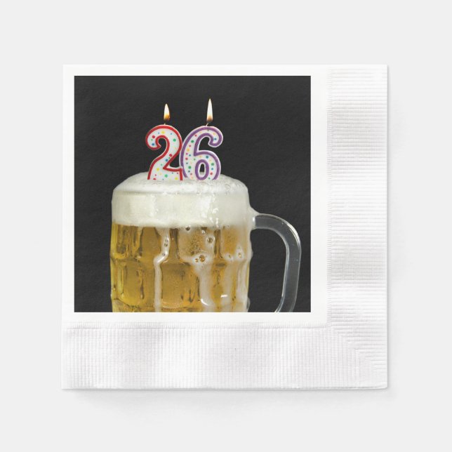 Guardanapo De Papel Velas de 26 anos na cerveja (Frente)