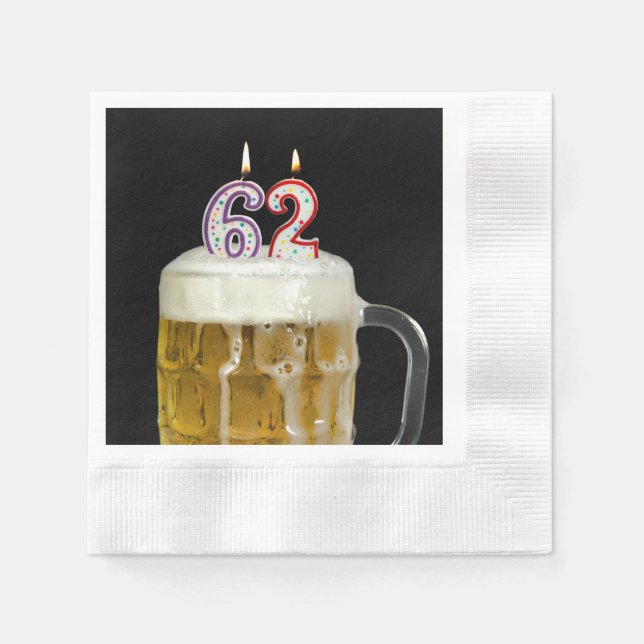 Guardanapo De Papel Velas de 62 anos na cerveja (Frente)