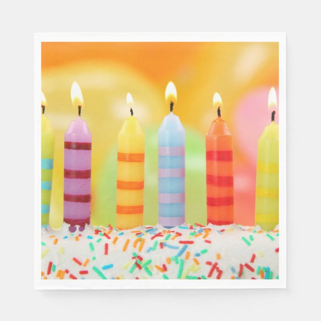 Guardanapo De Papel Velas de Aniversário (Birthday cake colorful candles and frosted cake!)