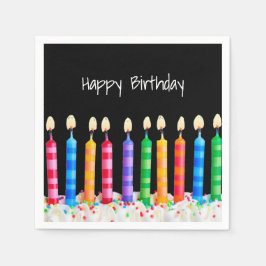 Guardanapo De Papel Velas de aniversário em Nápoles Negras