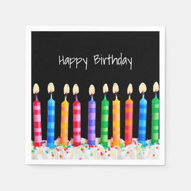 Guardanapo De Papel Velas de aniversário em Nápoles Negras (Frente)