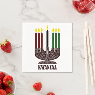 Guardanapo De Papel Velas de Kwanzaa, Castanho Verde Vermelho