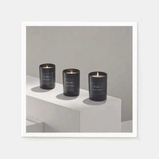 Guardanapo De Papel Velas minimalistas de linha preta com chamas minús