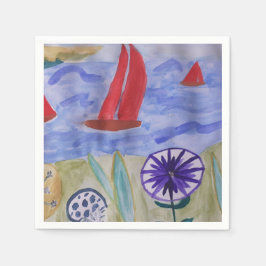 Guardanapo De Papel Velas Vermelhas e Flores